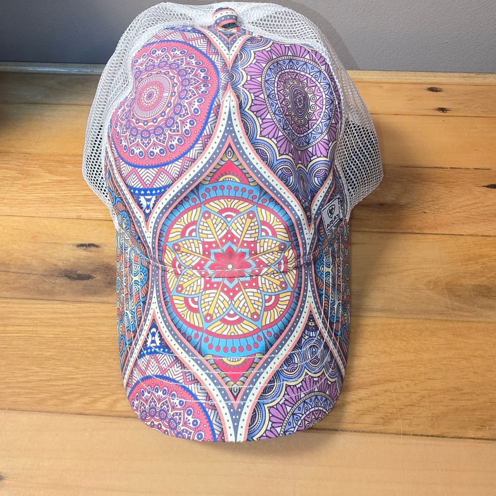 Ariat Womens Mandala Print Trucker Hat Multi-Color Mesh Snapback Baseball Cap - Picture 1 of 7